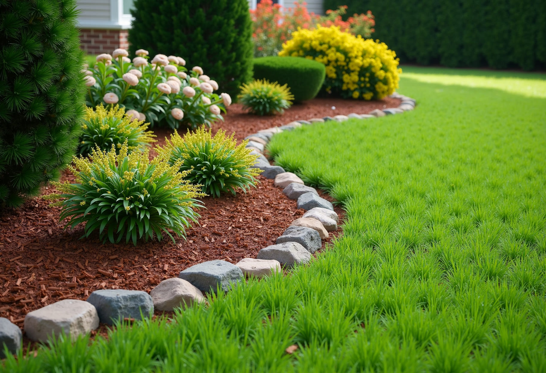 Mulched & edged beds
